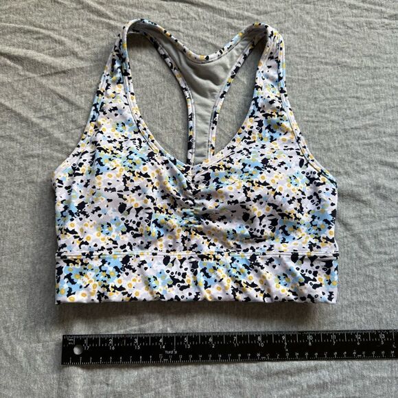 Sz XS Gap Fit Activewear Sportsbra Blue and Yellow Paisley Print - Picture 1 of 6